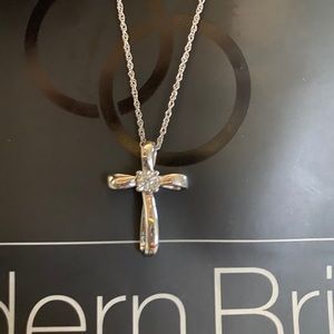 1/10 Cttw Genuine Diamond Cross Pendant Necklace
